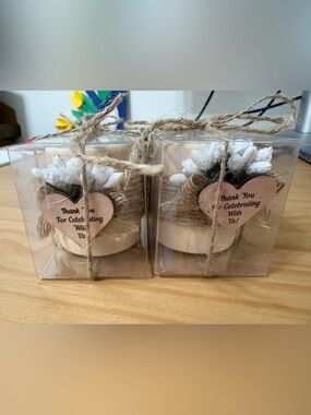 Rustic Twine-Wrapped Favor with White Accents Candles